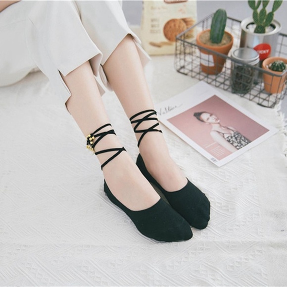 Faux Suede Ankle Wrap Socks With Pearl Accent - Picture 2 of 3